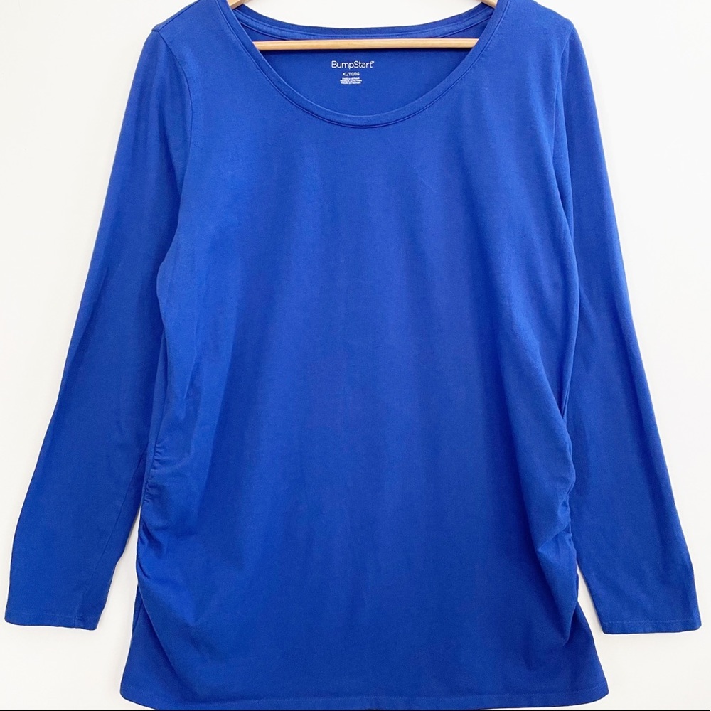 BumpStart Royal Blue Long Sleeve Maternity Tee Size XL in EUC